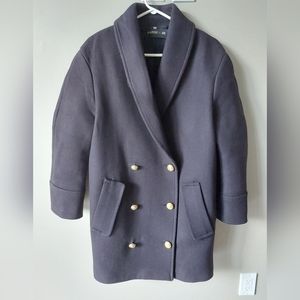 BALMAIN x hm wool coat. dark purple with classic gold buttons. Size 2